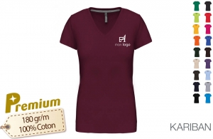 T-shirt prestige pour femme à col V kariban personnalisé