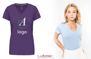 T-shirt prestige pour femme à col V kariban personnalisé