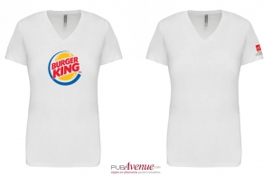 T-shirt prestige blanc pour femme à col V kariban personnalisé