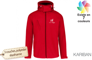 Veste softshell personnalisée homme Kariban à capuche amovible 