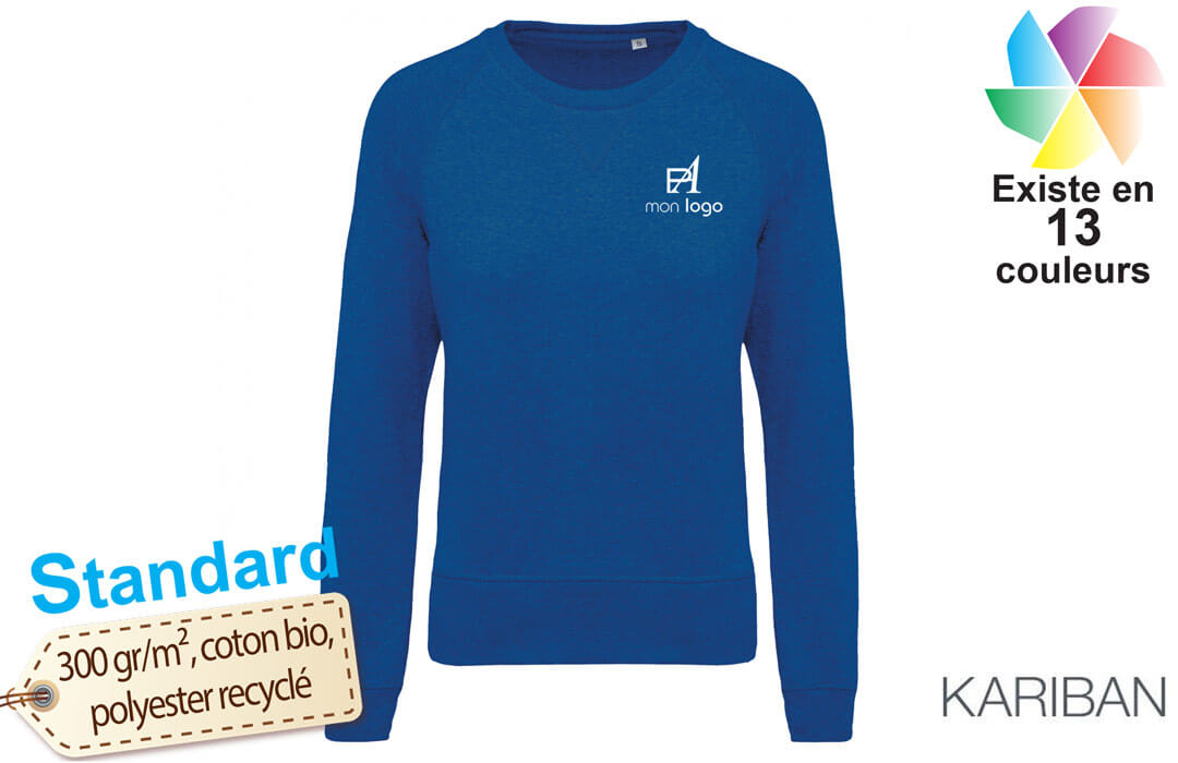 Sweat-shirt pour femme personnalisé en coton bio