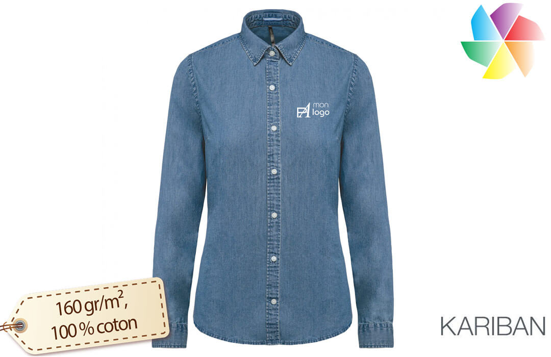 Chemise en jean pour femme personnalisée à la coupe décontractée