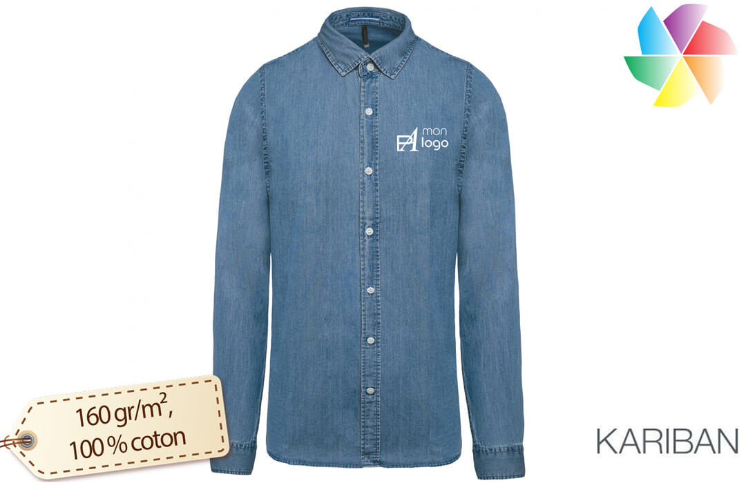 Chemise en jean pour homme personnalisée à la coupe décontractée