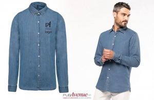 Chemise en jean pour homme personnalisée à la coupe décontractée
