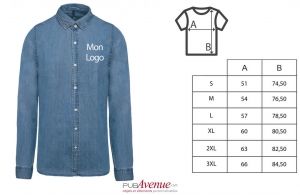 Chemise en jean pour homme personnalisée à la coupe décontractée