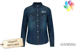 Chemise western country femme publicitaire personnalisée avec logo brodé 