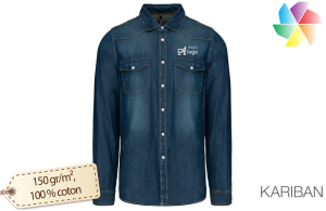 Chemise western country homme publicitaire personnalisée avec logo brodé 