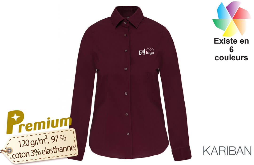 Chemise de travail femme à manches longues personnalisée