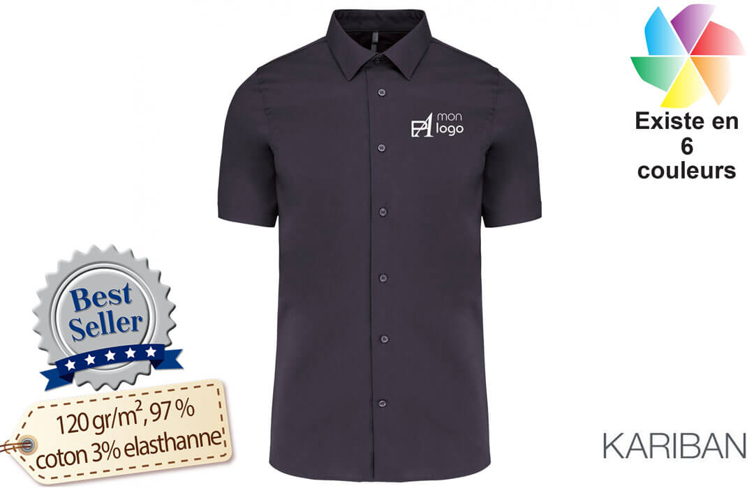 Chemise de travail homme à manches courtes kariban personnalisée