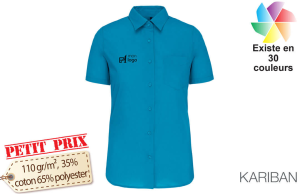 Chemise femme à manches courtes publicitaire personnalisée avec logo 