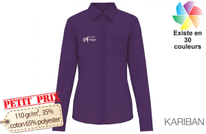 Chemise femme à manches longues publicitaire personnalisée avec logo 