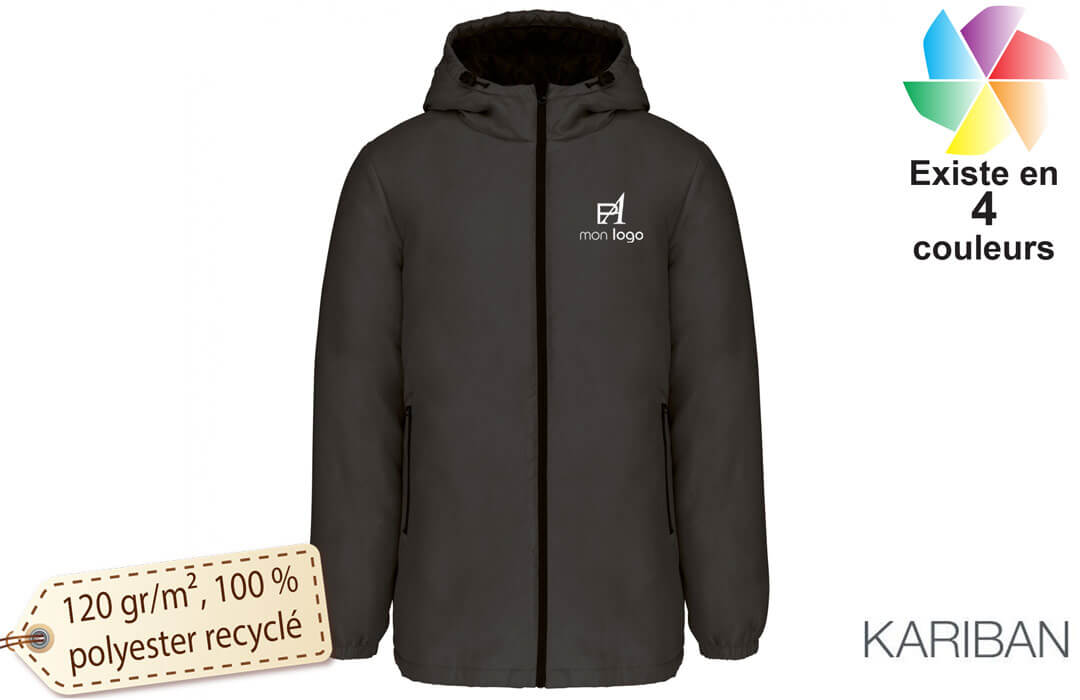 Parka légère à fibre bio recyclée personnalisée