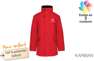Parka enfant Kariban à doublure matelassée publicitaire personnalisée avec logo