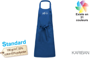 Tablier de chef personnalisé sans poche avec logo brodé 