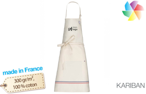 Tablier de cuisine en coton naturel publicitaire personnalisé avec logo fabriqué en France 