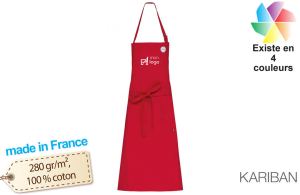 Tablier de cuisine fabriqué en France publicitaire personnalisé avec logo brodé 