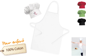 Tablier de cuisine enfant personnalisé avec toque