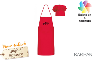 Tablier de cuisine avec toque pour enfant publicitaire personnalisé 