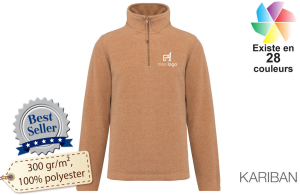 Sweat polaire zippé kariban personnalisé avec logo brodé 