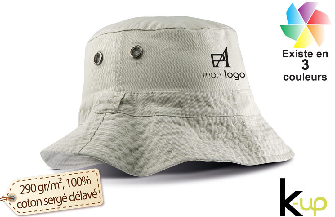 Bob personnalisé en coton sergé délavé