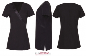 Tunique à col satin personnalisée pour salon esthétique et beauté
