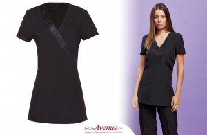 Tunique à col satin personnalisée pour salon esthétique et beauté