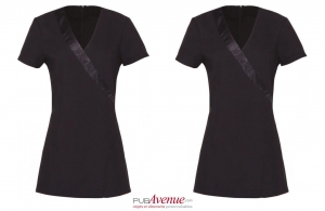 Tunique à col satin personnalisée pour salon esthétique et beauté