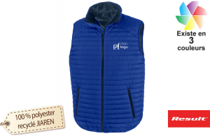 Doudoune sans manche à fibre bio ultralégère publicitaire personnalisée avec logo en broderie 