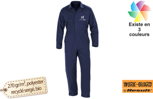 Combinaison de travail en polyester recyclé personnalisé avec logo 