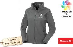 Veste softshell personnalisée femme Result en PET recyclée avec logo brodé 
