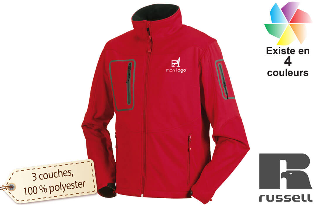 Veste softshell mixte grand froid à thermorégulation imperméable personnalisée