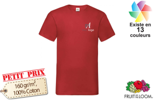 T-shirt homme col V Fruit Of The Loom publicitaire personnalisé 