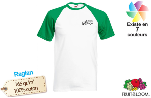 T-shirt baseball à manches raglan bicolore publicitaire personnalisé pas cher 