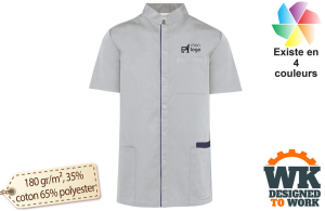 Blouse médicale homme à bouton pression publicitaire personnalisée avec logo en broderie