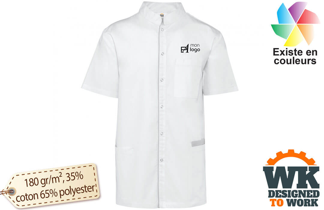 Blouse médicale blanche pour homme personnalisée
