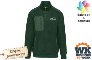 Sweat polaire zippé à fibre bio écologique publicitaire personnalisé avec logo brodé 