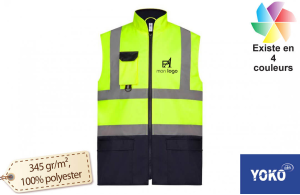 Blouson de travail sans manche haute visibilité Yoko personnalisé avec logo 