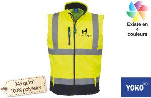 Veste softshell sans manche haute visibilité Yoko personnalisé avec logo 