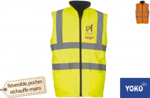 Blouson de chantier haute visibilité réversible sans manche