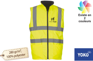 Blouson de chantier haute visibilité Yoko réversible sans manche personnalisé avec logo 
