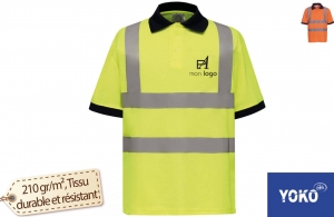 Polo de chantier haute visibilité jaune ou orange fluo