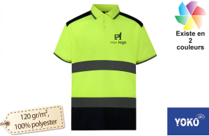 Polo de travail haute visibilité Yoko jaune ou orange fluo personnalisé avec logo 