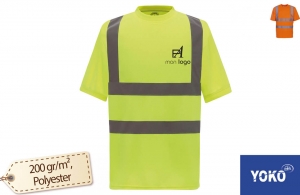 T‑shirt de chantier haute visibilité jaune ou orange fluo