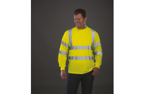 T‑shirt chantier manches longues haute visibilité jaune ou orange fluo