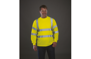 T‑shirt chantier manches longues haute visibilité jaune ou orange fluo