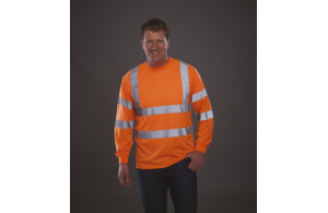T‑shirt chantier manches longues haute visibilité jaune ou orange fluo