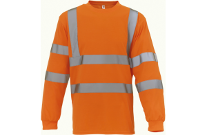 T‑shirt chantier manches longues haute visibilité jaune ou orange fluo