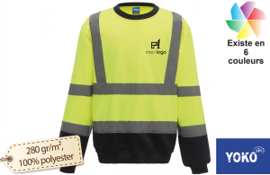 Sweat de chantier haute visibilité Yoko personnalisé avec logo 