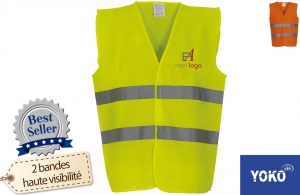 Gilet de chantier réfléchissant jaune ou orange personnalisé