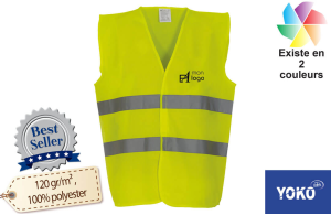 Gilet de chantier réfléchissant jaune ou orange personnalisé avec logo 